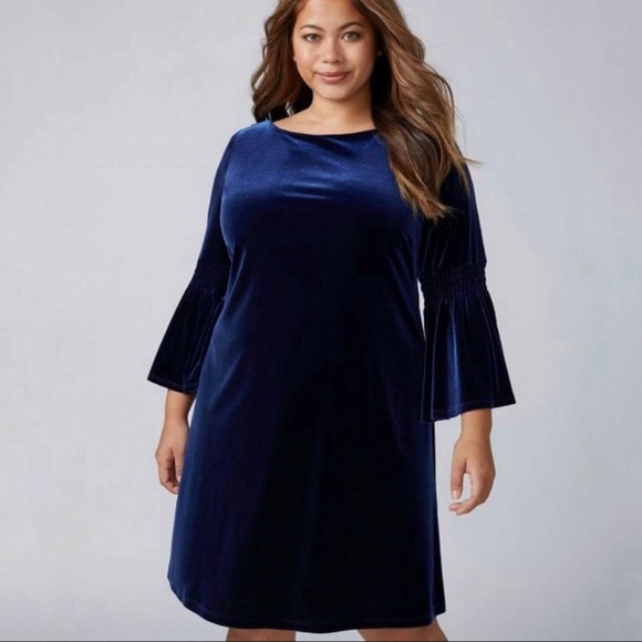 Lane bryant blue velvet dress Clearance